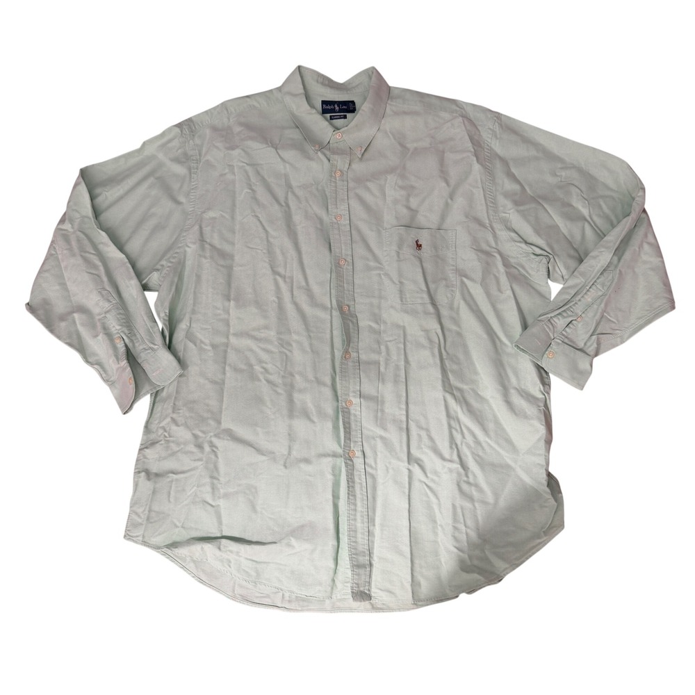Ralph Lauren Button Down Shirt Mens 3XLT Classic Fit Oxford Mint Green Preppy